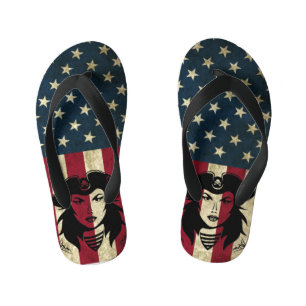 Personalised American Pirate Captain Kid's Flip Fl Flops