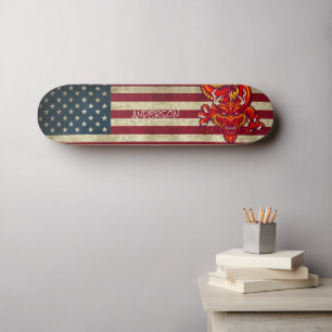 Personalised American Red Asian Dragon Skateboard