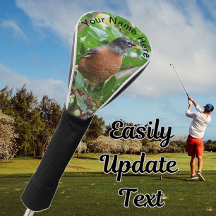 Personalised American Robin Golf Head Cover