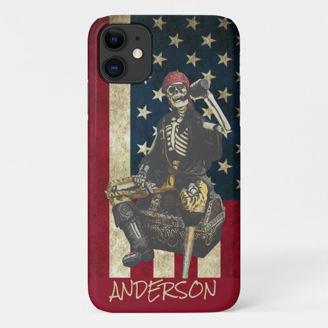 Personalised American  Skeleton Pirate Case-Mate iPhone Case (Back)