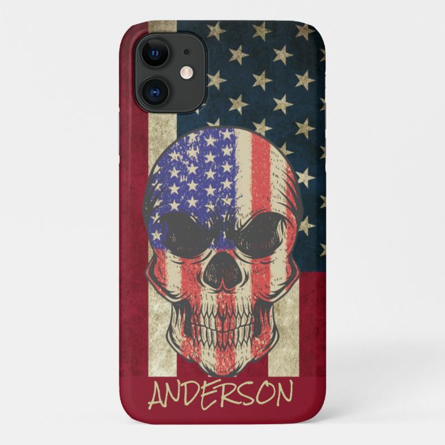 Personalised American Skull Flag Case-Mate iPhone Case (Back)