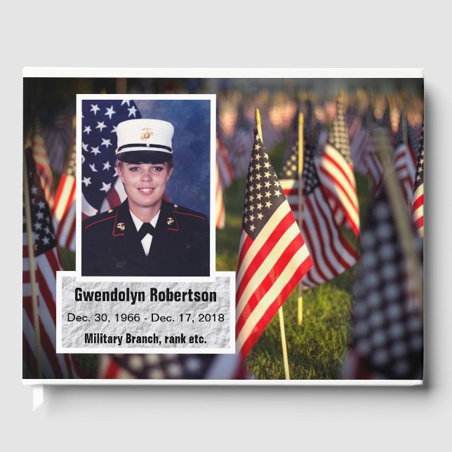 Personalised American Veteran Picture Memorial Guest Book (Front)