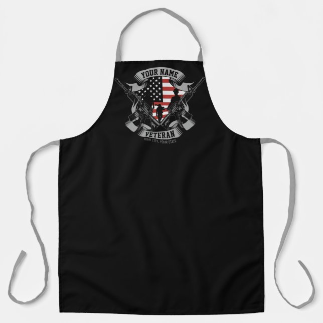 Personalised American Veteran Proud Vet USA Flag  Apron (Front)