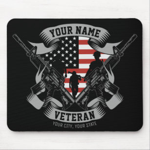 Personalised American Veteran Proud Vet USA Flag Mouse Mat