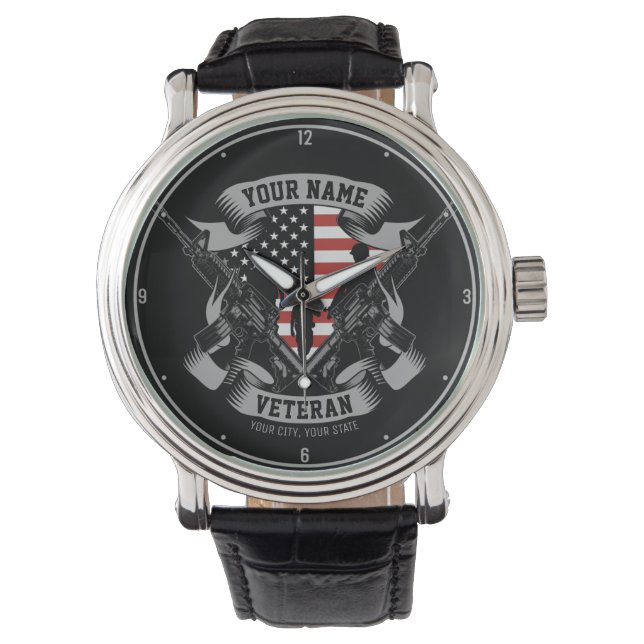 Personalised American Veteran Proud Vet USA Watch (Front)