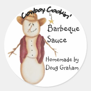 Personalised Americana Cowboy Snowman Jar Label