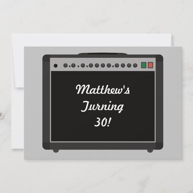 Personalised Amplifier Rock and Roll Party Invitation (Front)