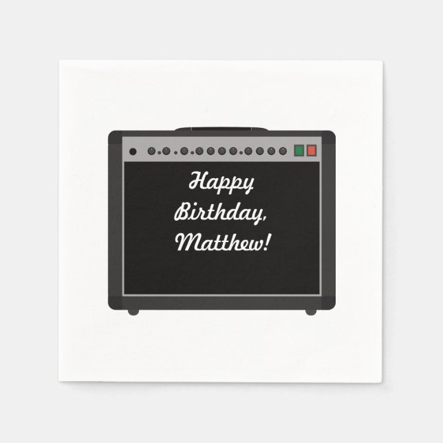 Personalised Amplifier Rock and Roll Party Napkin (Front)
