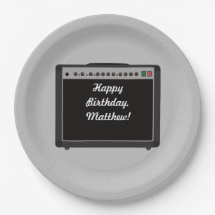 Personalised Amplifier Rock and Roll Party Paper Plate