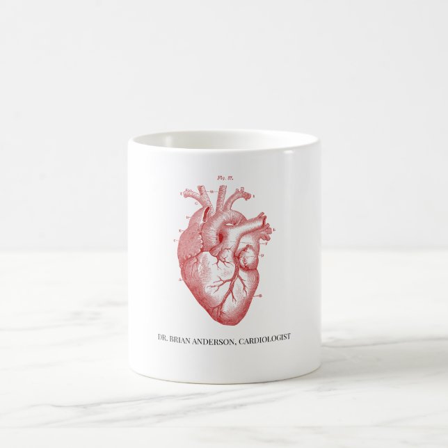 Personalised Anatomical Heart Cardiologist Name Coffee Mug (Center)