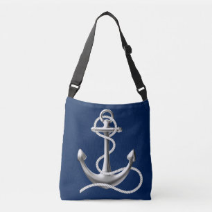Personalised anchor cross body bag Navy blue
