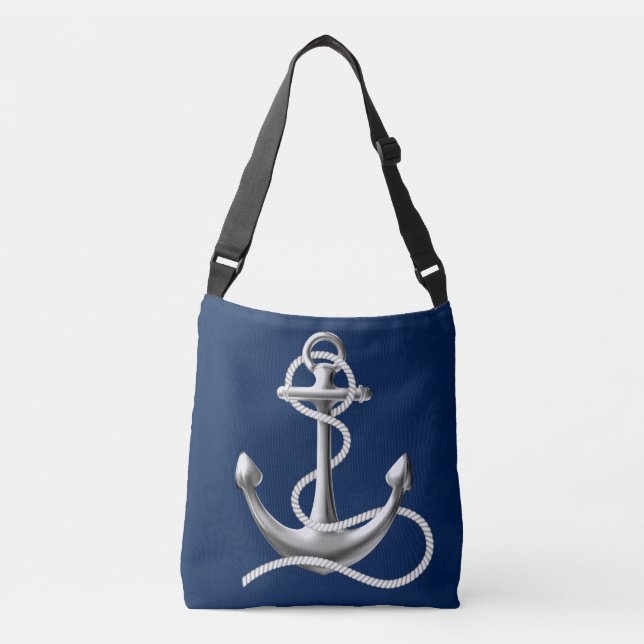 Personalised anchor cross body bag Navy blue (Front)