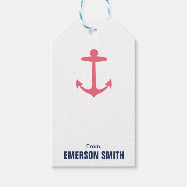 Personalised Anchor Nautical Birthday Gift Tag (Front)