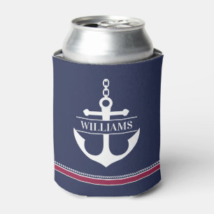 Personalised Anchor Nautical Can Cooler