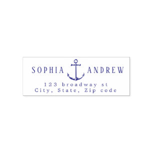 Personalised anchor nautical wedding  address self-inking stamp