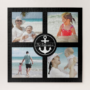 Personalised Anchor Photo Collage Black Jigsaw Puzzle