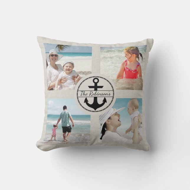 Personalised Anchor Photo Collage Cushion (Front)