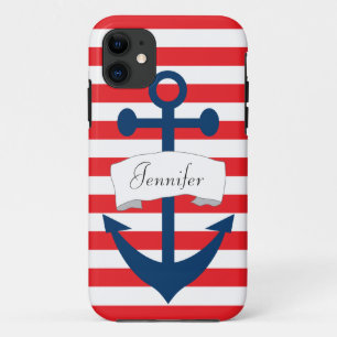 Personalised Anchor Red Stripe iPhone 5/5S Case