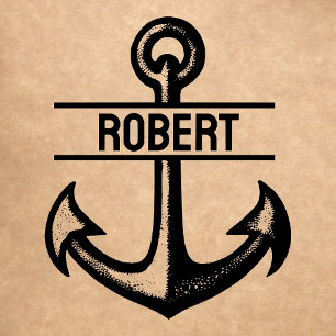 Personalised Anchor Rubber Stamp with Custom Name