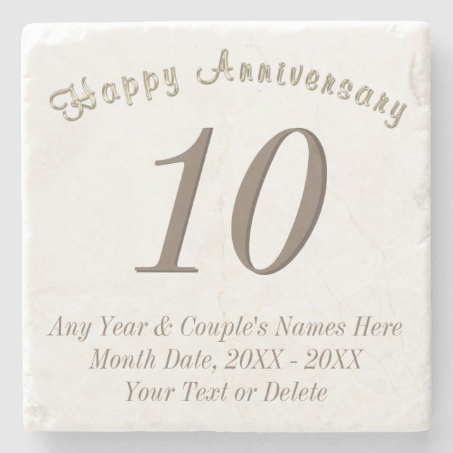 Personalised and Any Year Anniversary Gifts Stone Coaster (Front)