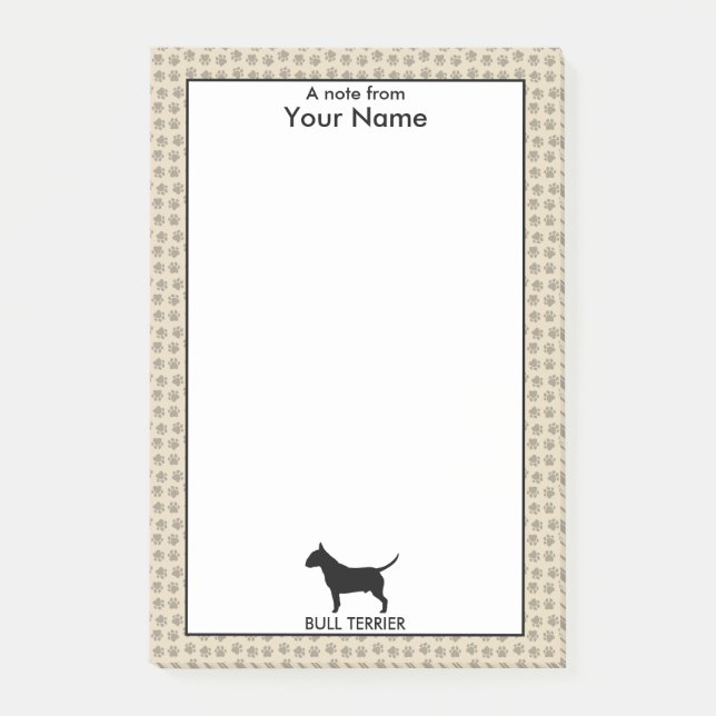 Personalised and Custom Colour Bull Terrier Post-it Notes (Front)