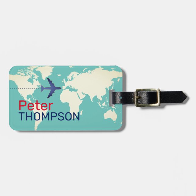 personalised-and-elegant light teal travel luggage tag (Front Horizontal)