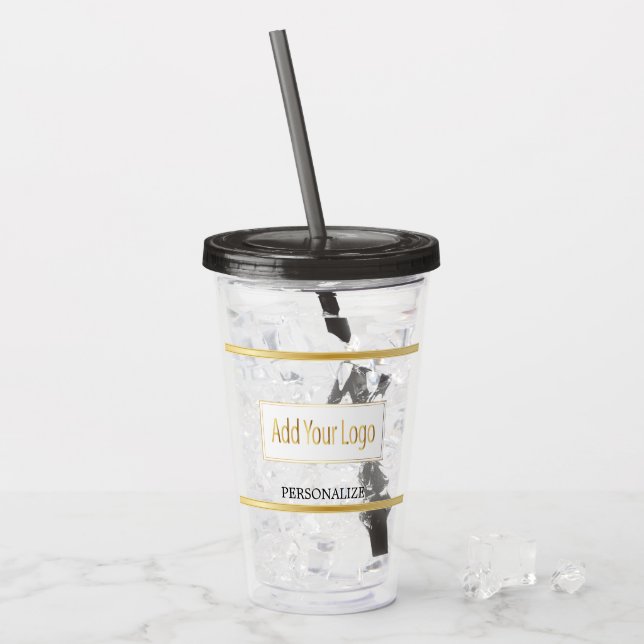 Personalised and Logo with Gold Bars Acrylic Tumbler (Front Ice)