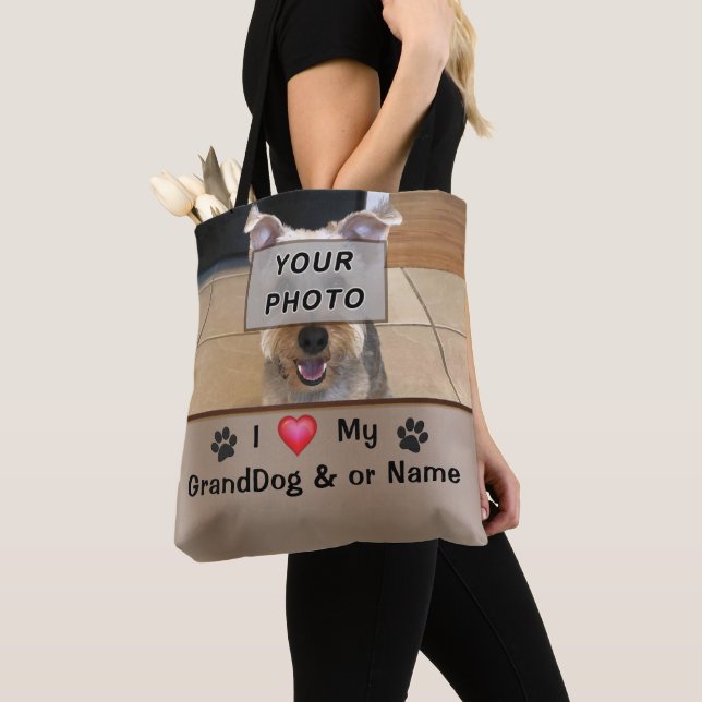 Personalised and PHOTO I Love My GrandDog Bag (Close Up)