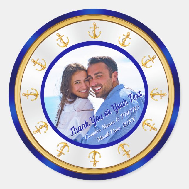 Personalised and Photo Wedding Nautical Stickers (Front)