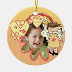 Personalised Angel Hearts Photo Ornament