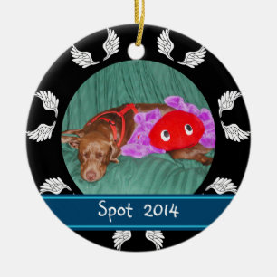 Personalised Angel Wing Border Dog Photo Ornament