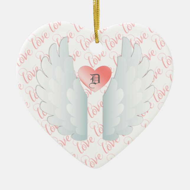 Personalised Angel Wings Ceramic Tree Decoration (Front)