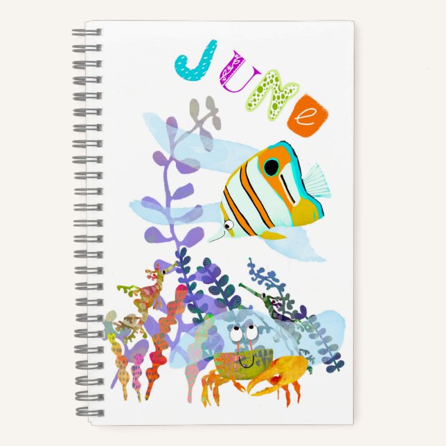 Personalised Angelfish and Ocean Friends Notebook (Front)