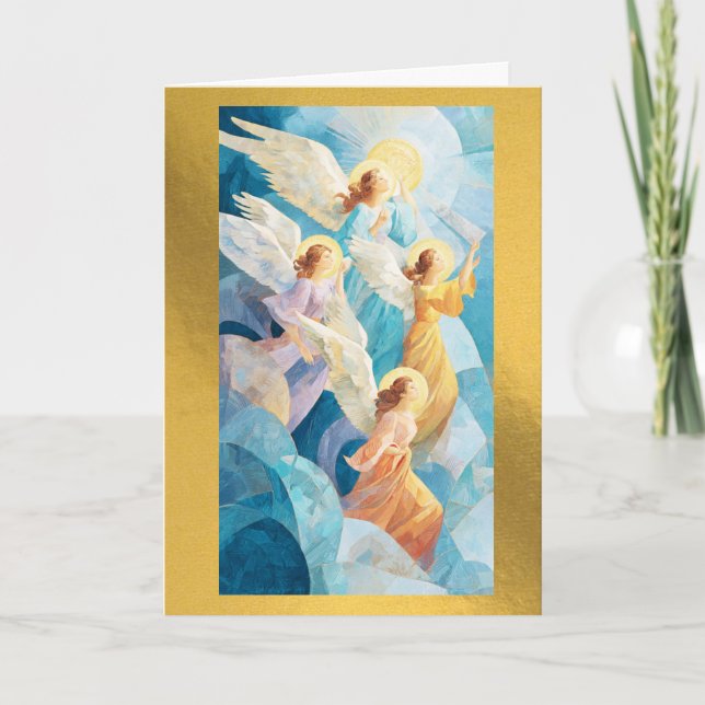 Personalised Angels Christmas Greeting Card (Front)