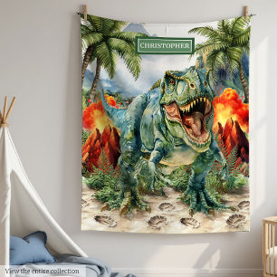 Personalised Angry T-Rex Blanket Unique Boys