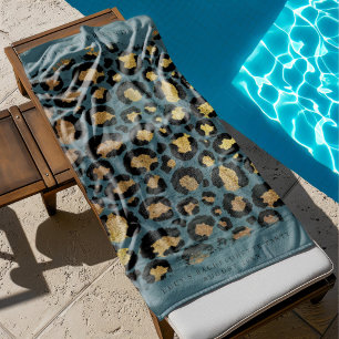Personalised Animal Print Beach Towel