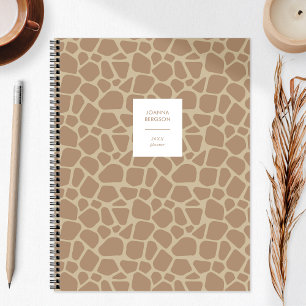 Personalised Animal Print Giraffe Spots Tan Brown Planner