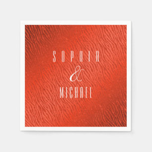 Personalised Animal Print Red Glitter Glam Napkin