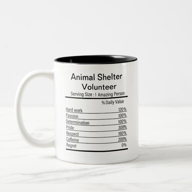 Personalised Animal Shelter Volunteer Nutrition   Two-Tone Coffee Mug (Left)