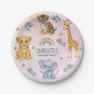 Personalised animals Elephant Lion Tiger Girafe Paper Plate