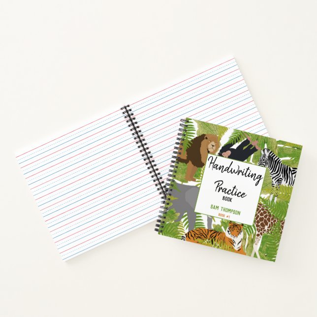 Personalised Animals Kids Handwriting Practice Notebook (Inside)