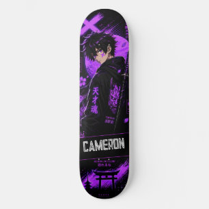Personalised Anime Black Purple Samurai Skateboard