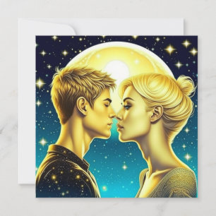 Personalised Anime Couple Moon Valentine's Day Card
