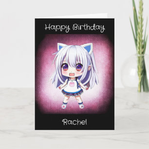 Personalised Anime Girl   Inside Colouring Page Card