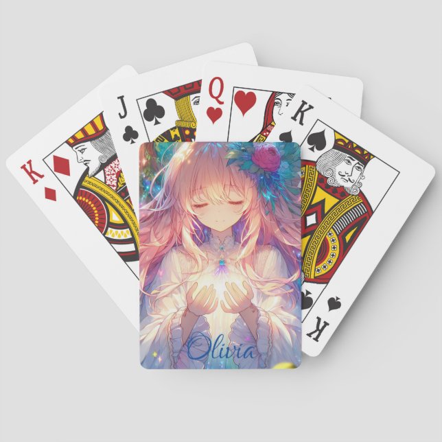Personalised Anime Girl Sketchbook Playing Cards (Back)