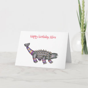 Personalised Ankylosaurus birthday card