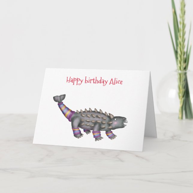 Personalised Ankylosaurus birthday card (Front)