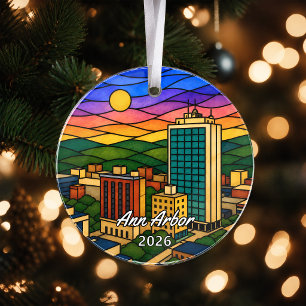 Personalised Ann Arbor Acrylic Ornament, Custom Mi Ornament