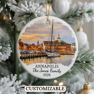 Personalised Annapolis Ornament, Custom Maryland Ceramic Tree Decoration