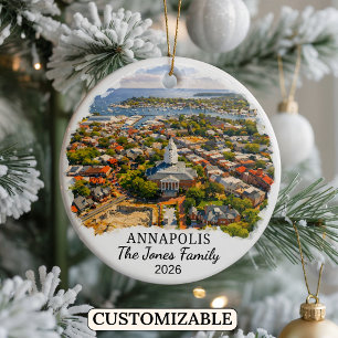 Personalised Annapolis Ornament, Custom Maryland Ceramic Tree Decoration
